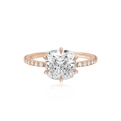 Six Prong Diamond Pave Engagement Ring
