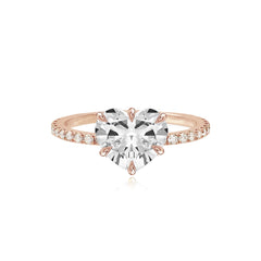 Six Prong Diamond Pave Engagement Ring