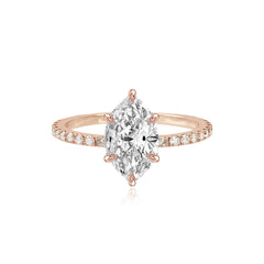 Six Prong Diamond Pave Engagement Ring