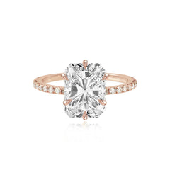 Six Prong Diamond Pave Engagement Ring