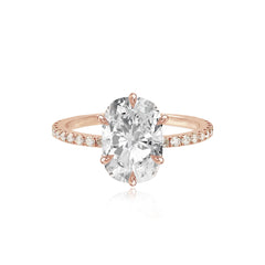 Six Prong Diamond Pave Engagement Ring