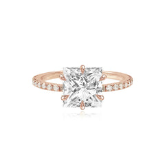 Six Prong Diamond Pave Engagement Ring