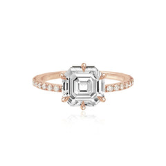Six Prong Diamond Pave Engagement Ring