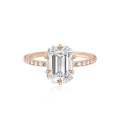 Six Prong Diamond Pave Engagement Ring