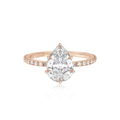 Six Prong Diamond Pave Engagement Ring