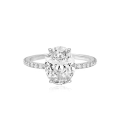Six Prong Diamond Pave Engagement Ring
