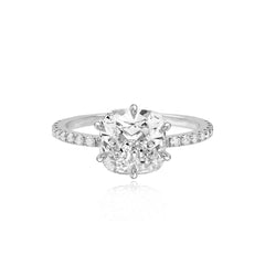Six Prong Diamond Pave Engagement Ring