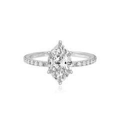 Six Prong Diamond Pave Engagement Ring