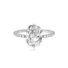 Six Prong Diamond Pave Engagement Ring