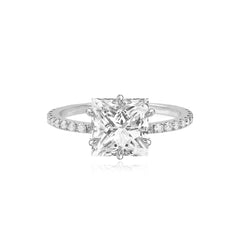 Six Prong Diamond Pave Engagement Ring