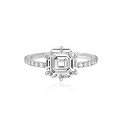 Six Prong Diamond Pave Engagement Ring