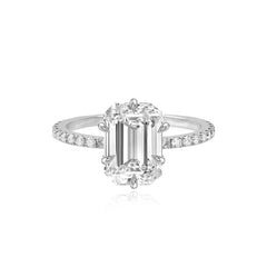 Six Prong Diamond Pave Engagement Ring