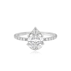 Six Prong Diamond Pave Engagement Ring