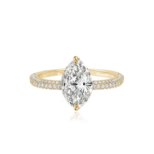 Large Valencia Diamond Shape Engagement Pave Ring