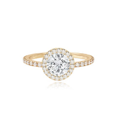 Lab Halo Diamond Pave Lab Engagement Ring