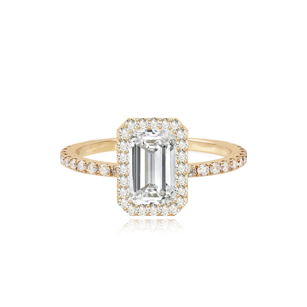 Lab Halo Diamond Pave Lab Engagement Ring