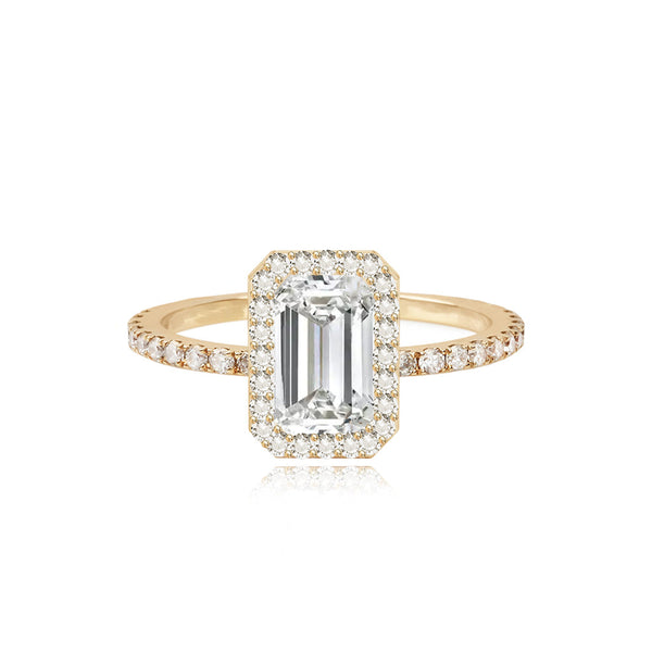Lab Halo Diamond Pave Lab Engagement Ring