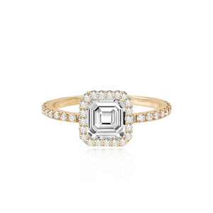 Large Bezel Border Pave Engagement Ring