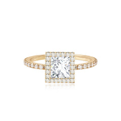 Lab Halo Diamond Pave Lab Engagement Ring