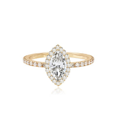 Lab Halo Diamond Pave Lab Engagement Ring