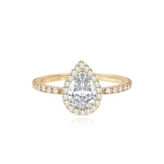 Lab Halo Diamond Pave Lab Engagement Ring