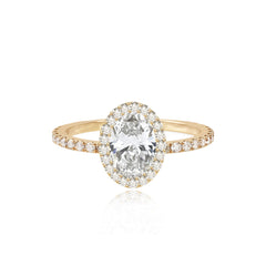 Lab Halo Diamond Pave Lab Engagement Ring