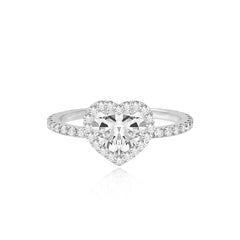 Lab Halo Diamond Pave Lab Engagement Ring