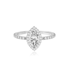 Lab Halo Diamond Pave Lab Engagement Ring