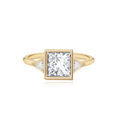 Bezel Diamond Trillion Side Stones Engagement Ring