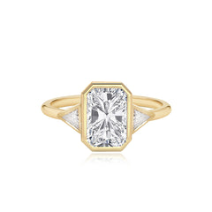 Bezel Diamond Trillion Side Stones Engagement Ring