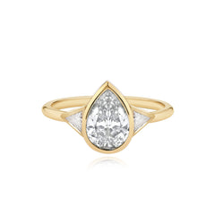 Bezel Diamond Trillion Side Stones Engagement Ring
