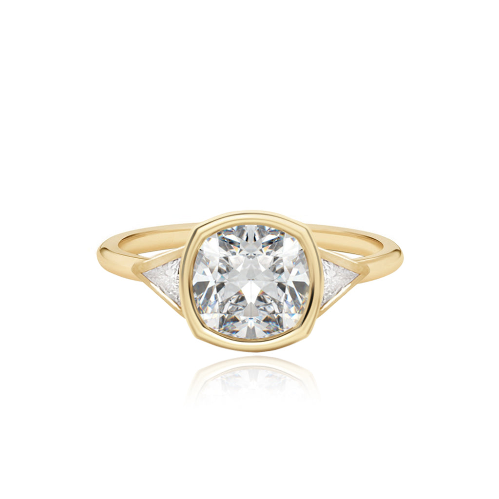 Bezel Trillion Diamond  Engagement Ring