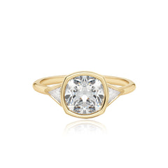 Bezel Diamond Trillion Side Stones Engagement Ring