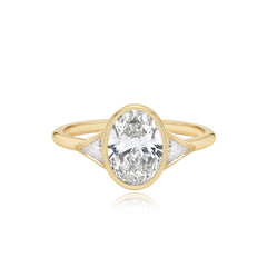 Bezel Diamond Trillion Side Stones Engagement Ring
