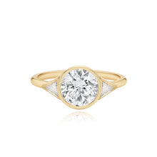 Load image into Gallery viewer, Bezel Diamond Trillion Side Stones Engagement Ring
