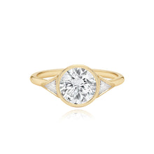 Load image into Gallery viewer, Large Bezel Diamond Trillion Side Engagement Ring
