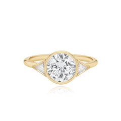 Bezel Diamond Trillion Side Stones Engagement Ring