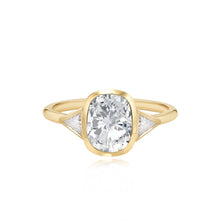 Load image into Gallery viewer, Bezel Diamond Trillion Side Stones Engagement Ring
