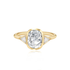 Bezel Diamond Trillion Side Stones Engagement Ring