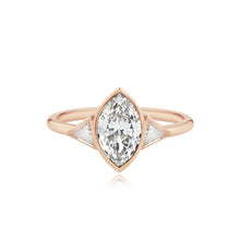 Load image into Gallery viewer, Bezel Diamond Trillion Side Stones Engagement Ring
