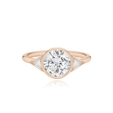 Load image into Gallery viewer, Bezel Diamond Trillion Side Stones Engagement Ring
