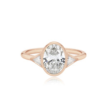 Load image into Gallery viewer, Bezel Diamond Trillion Side Stones Engagement Ring
