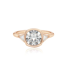 Load image into Gallery viewer, Bezel Diamond Trillion Side Stones Engagement Ring
