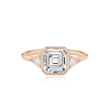 Load image into Gallery viewer, Bezel Diamond Trillion Side Stones Engagement Ring
