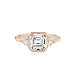 Bezel Diamond Trillion Side Stones Engagement Ring