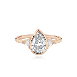 Large Bezel Diamond Trillion Side Engagement Ring