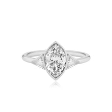 Load image into Gallery viewer, Bezel Diamond Trillion Side Stones Engagement Ring
