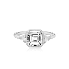 Bezel Trillion Diamond  Engagement Ring