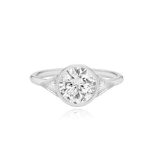 Load image into Gallery viewer, Bezel Diamond Trillion Side Stones Engagement Ring
