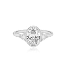 Load image into Gallery viewer, Bezel Diamond Trillion Side Stones Engagement Ring
